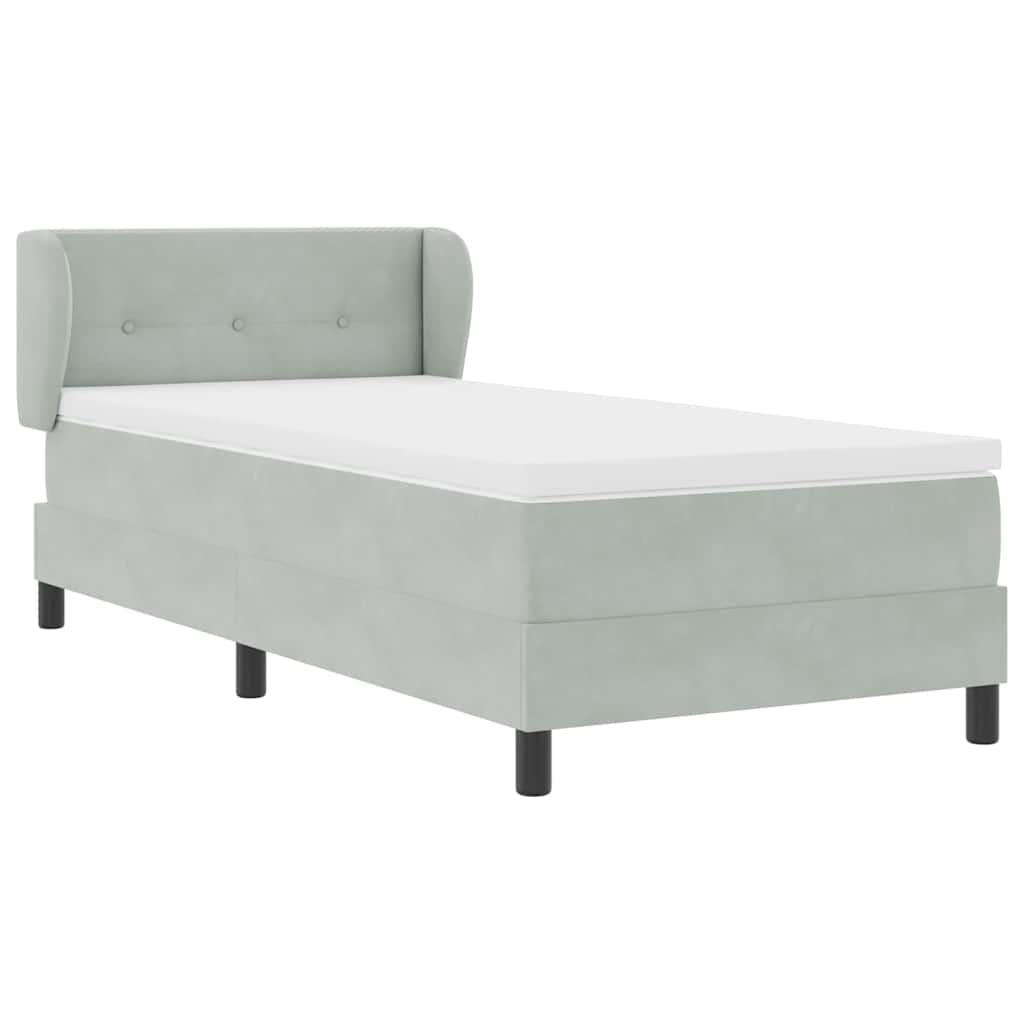 Boxspringbed met hoofdeinde Lichtgrijs 80 x 200 cm Fluweel