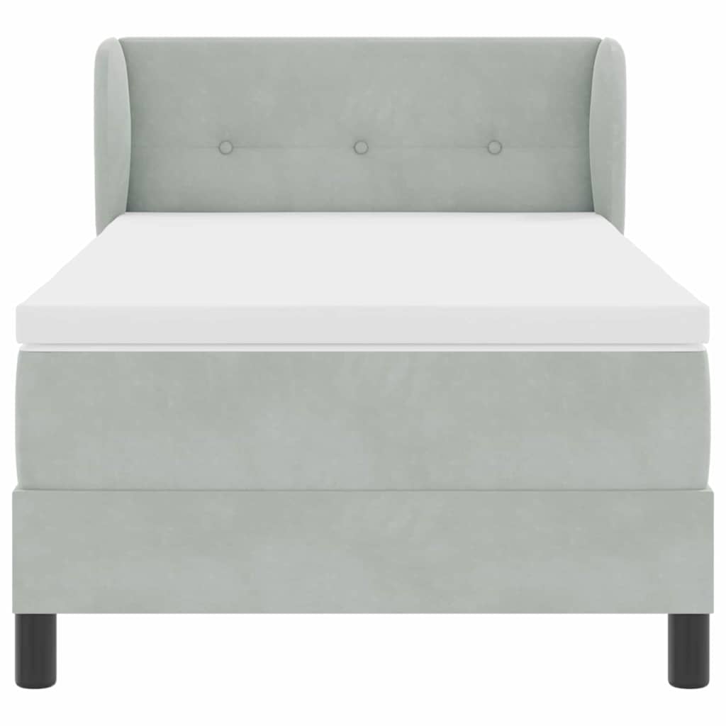 Boxspringbed met hoofdeinde Lichtgrijs 80 x 200 cm Fluweel