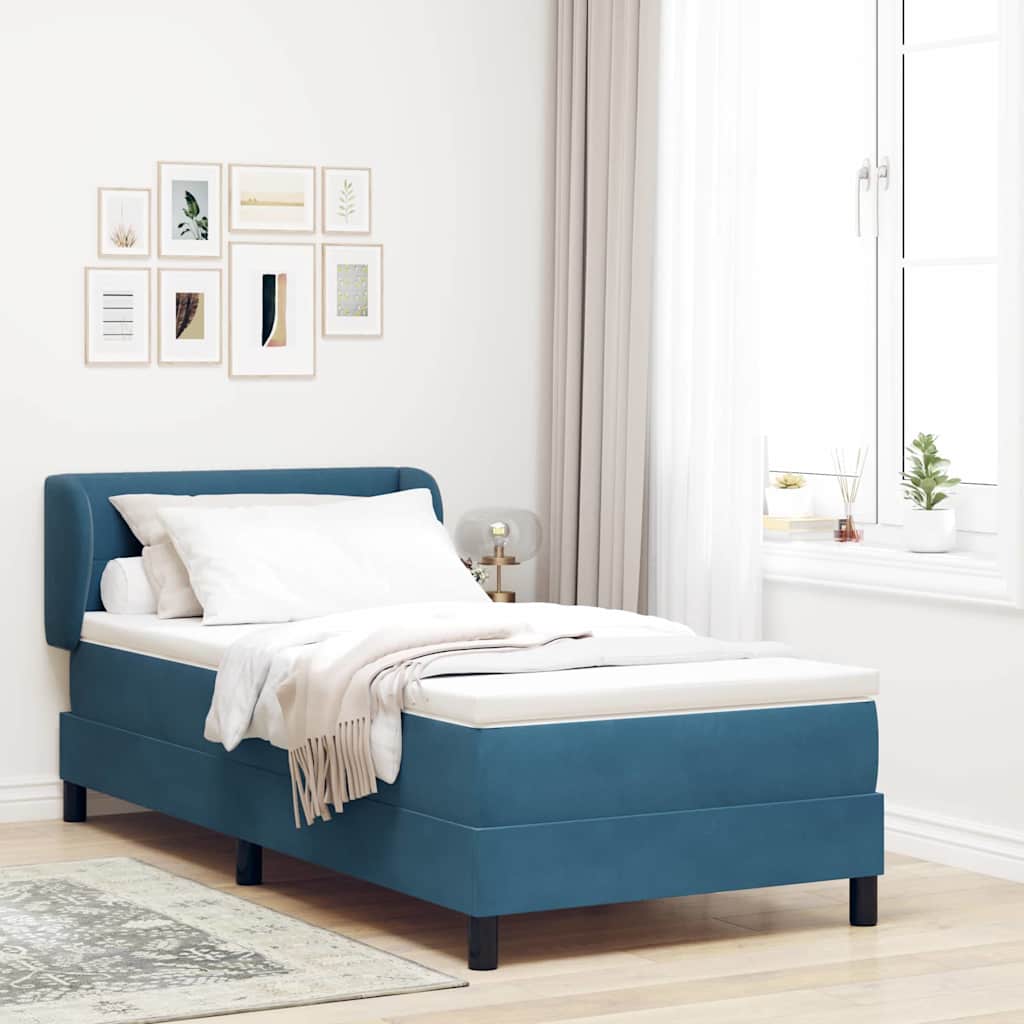 Boxspringbed met hoofdeinde Donkerblauw 100 x 200 cm Fluweel