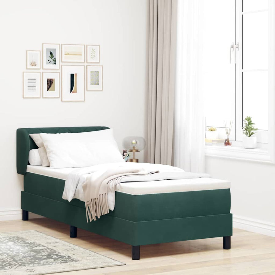 Boxspringbed met hoofdeinde Donkergroen 80 x 200 cm Fluweel