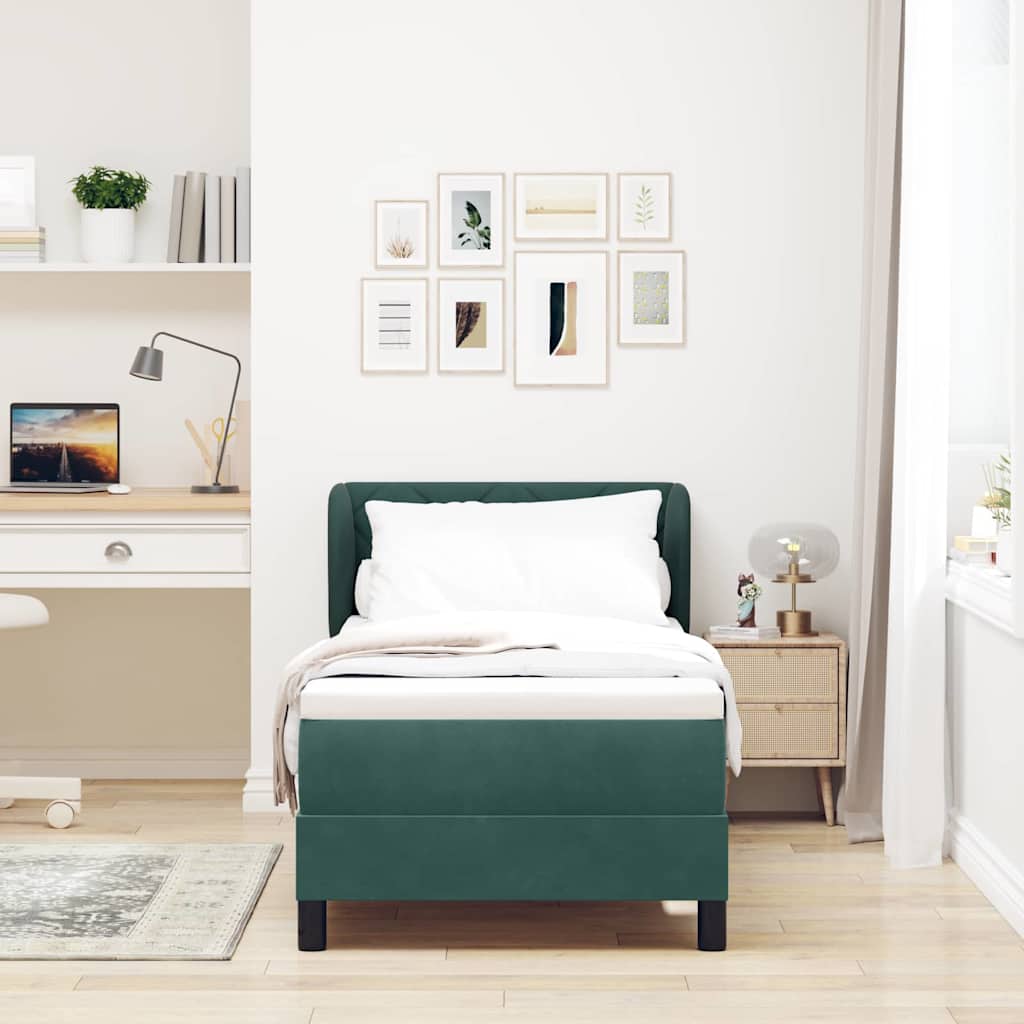 Boxspringbed met hoofdeinde Donkergroen 80 x 200 cm Fluweel