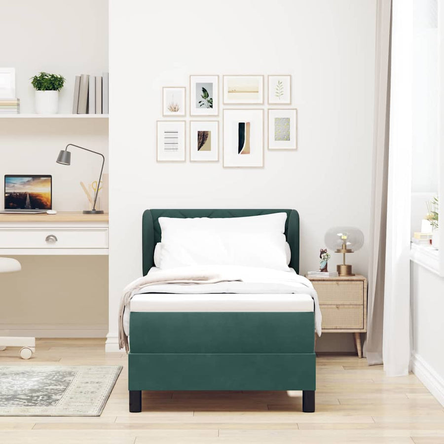 Boxspringbed met hoofdeinde Donkergroen 80 x 200 cm Fluweel