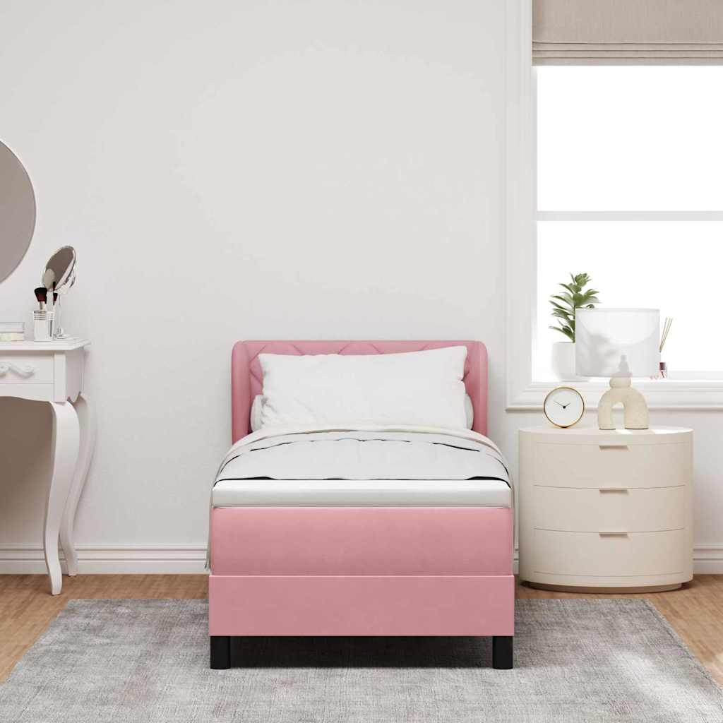 Boxspringbed met hoofdeinde Roze 80 x 200 cm Fluweel