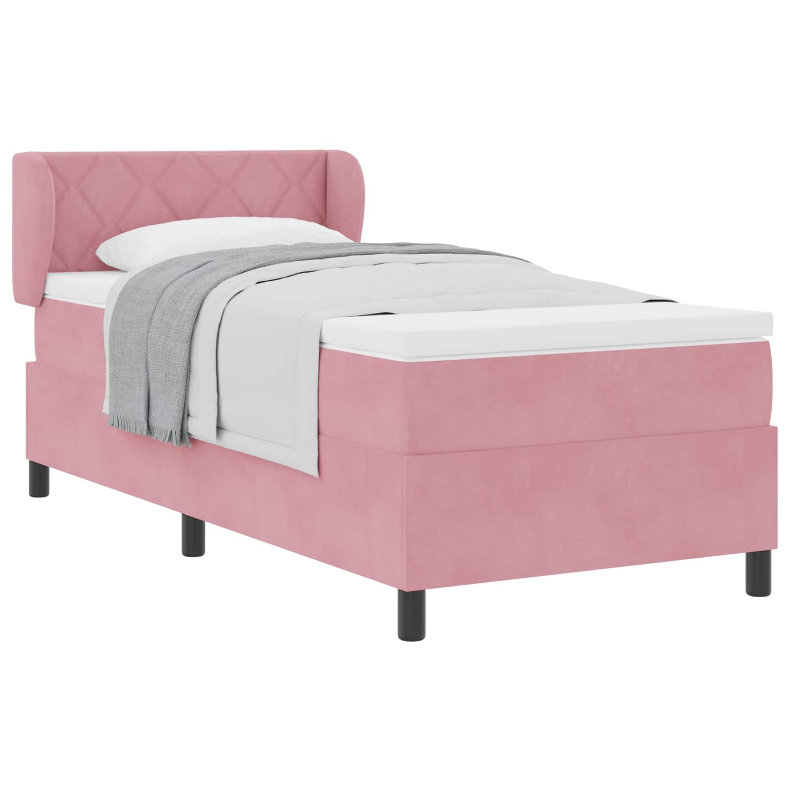 Boxspringbed met hoofdeinde Roze 90 x 200 cm Fluweel