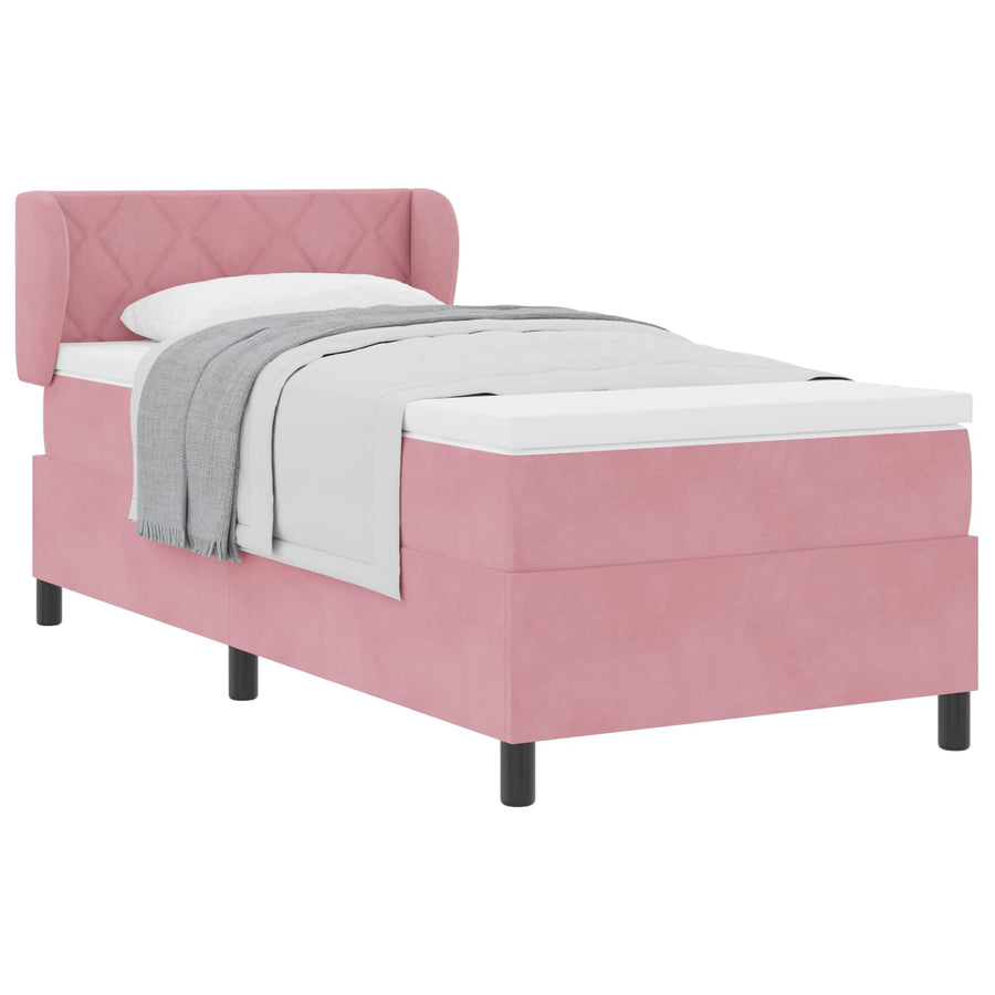 Boxspringbed met hoofdeinde Roze 90 x 200 cm Fluweel