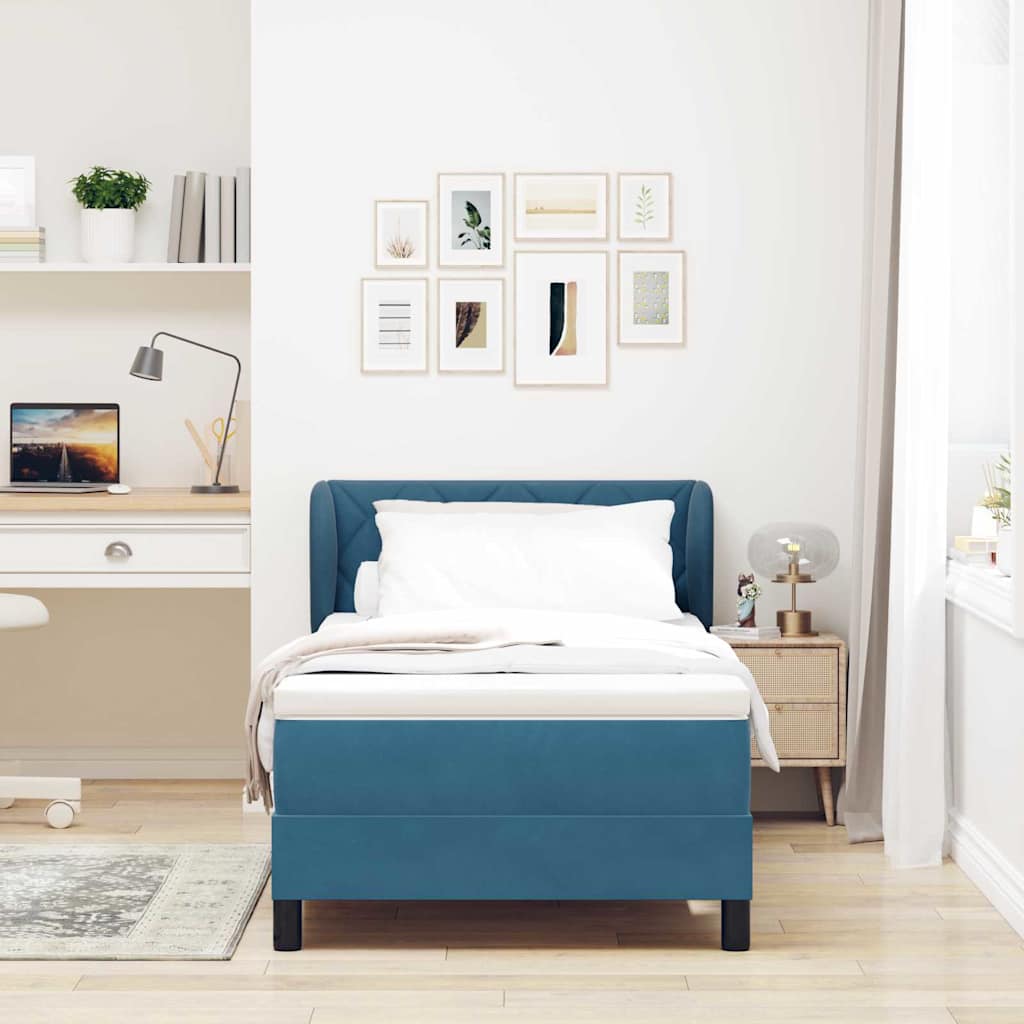 Boxspringbed met hoofdeinde Donkerblauw 100 x 200 cm Fluweel