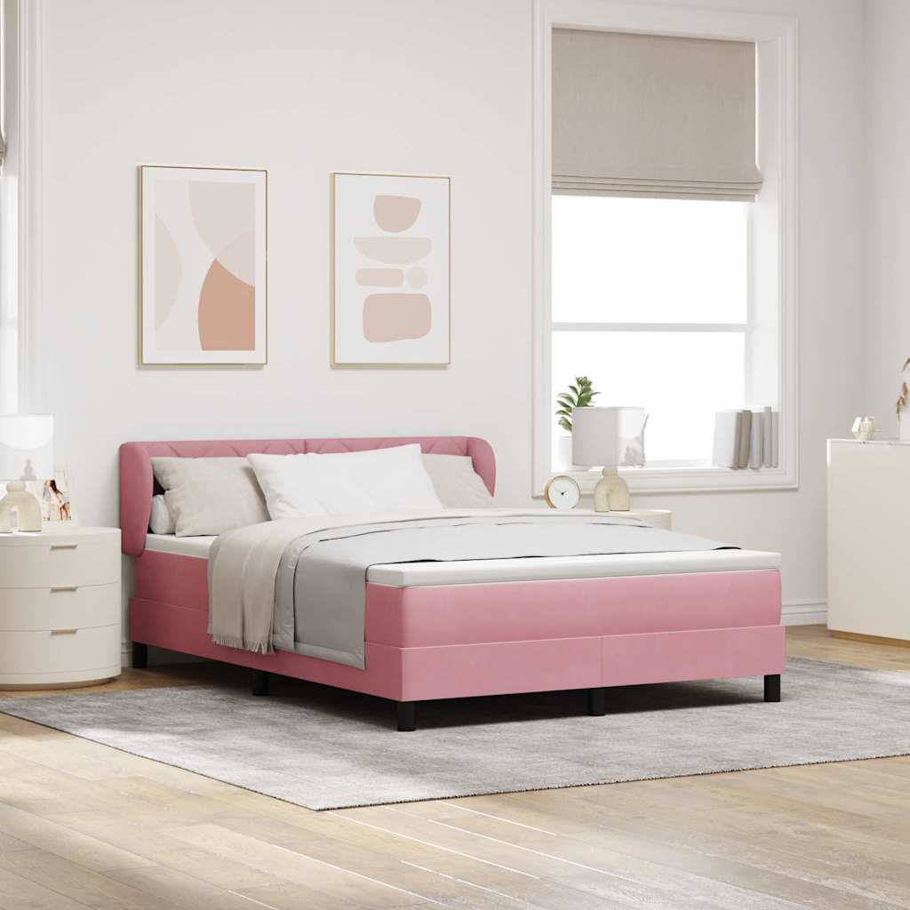 Boxspringbed met hoofdeinde Roze 140 x 190 cm Fluweel