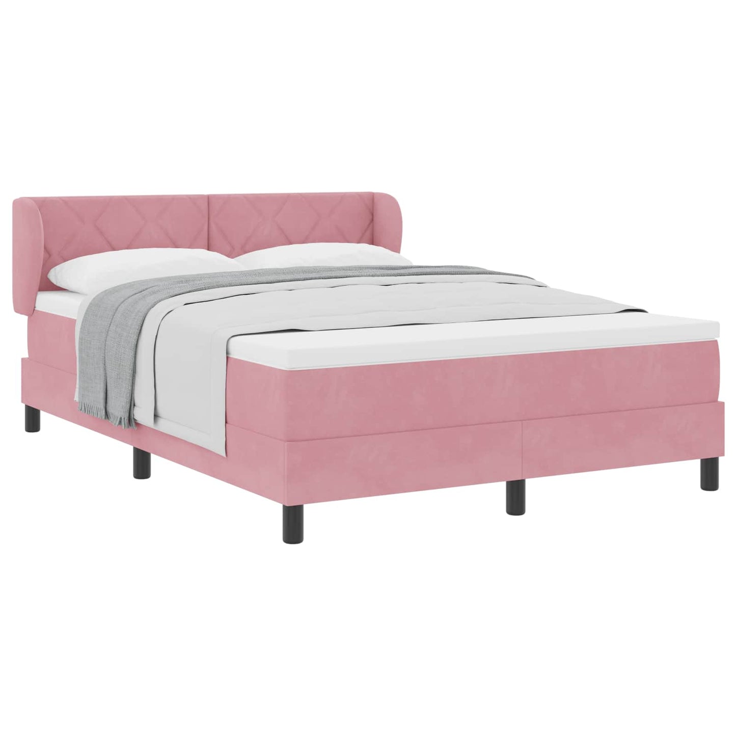Boxspringbed met hoofdeinde Roze 140 x 190 cm Fluweel