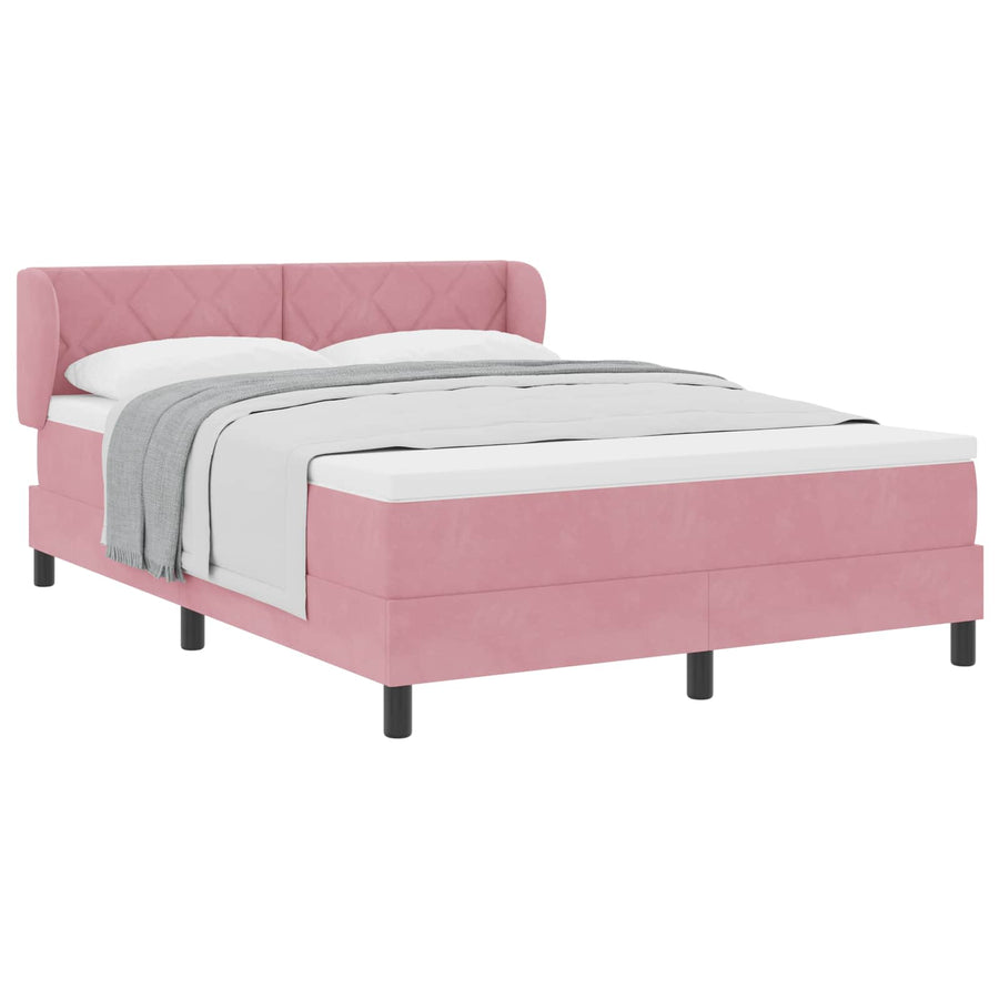 Boxspringbed met hoofdeinde Roze 140 x 190 cm Fluweel