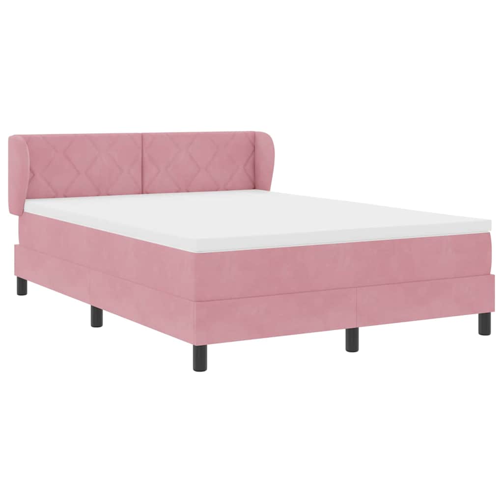 Boxspringbed met hoofdeinde Roze 140 x 190 cm Fluweel