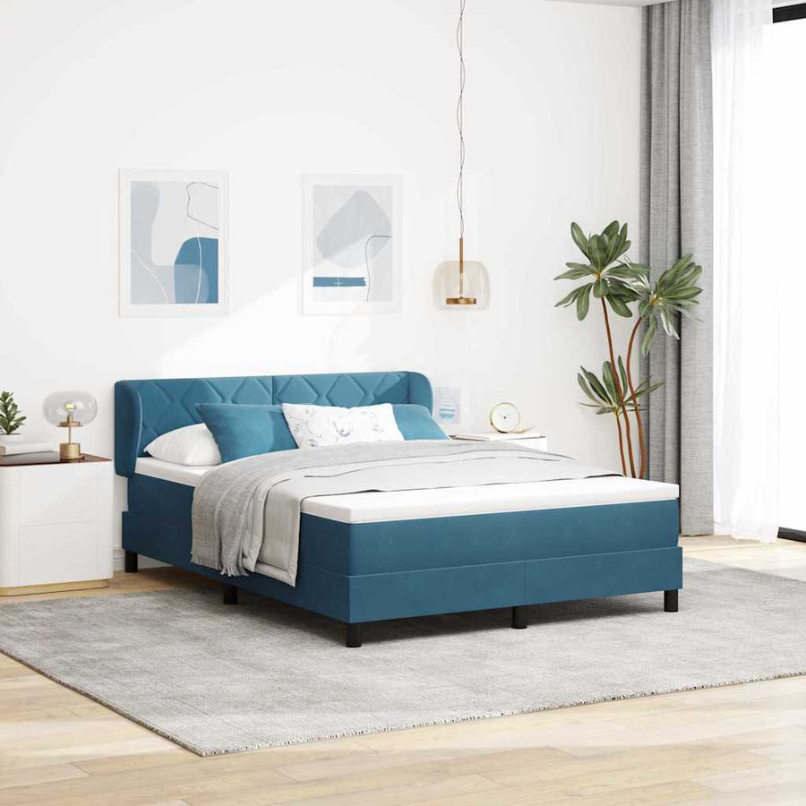 Boxspringbed met hoofdeinde Donkerblauw 140 x 200 cm Fluweel