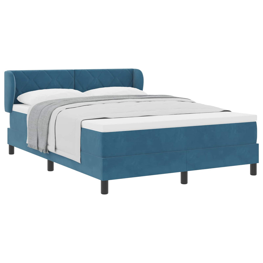 Boxspringbed met hoofdeinde Donkerblauw 140 x 200 cm Fluweel