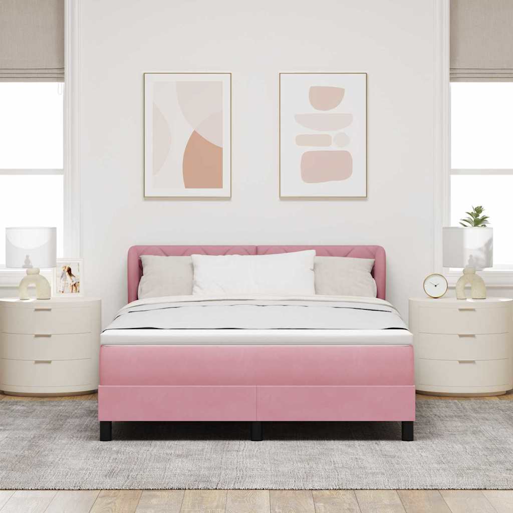 Boxspringbed met hoofdeinde Roze 140 x 200 cm Fluweel