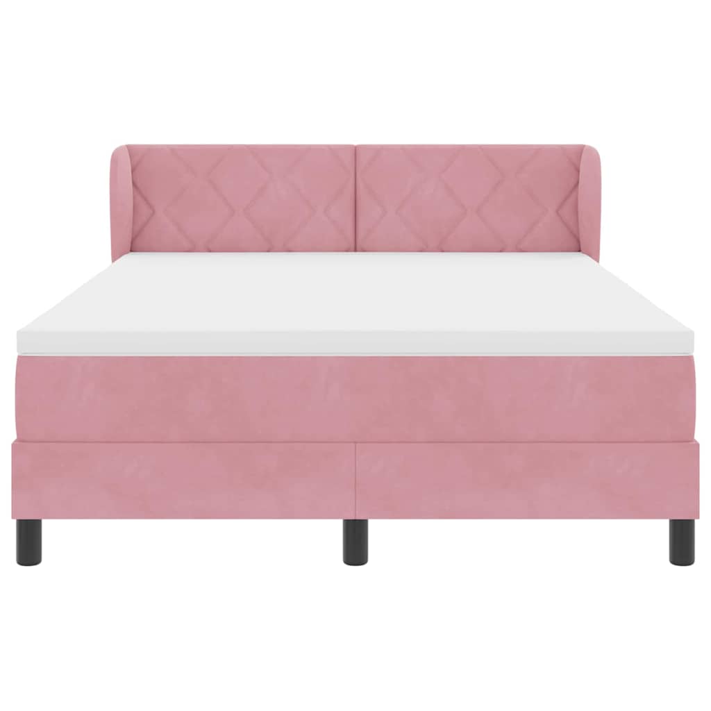 Boxspringbed met hoofdeinde Roze 140 x 200 cm Fluweel