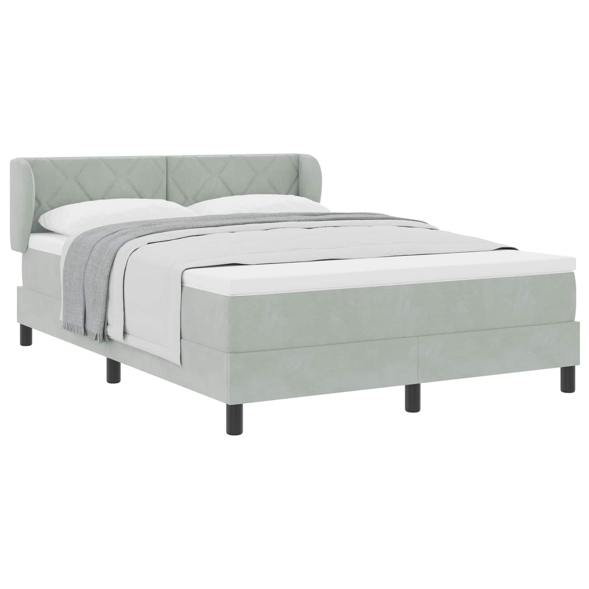 Boxspringbed met hoofdeinde Lichtgrijs 160 x 200 cm Fluweel