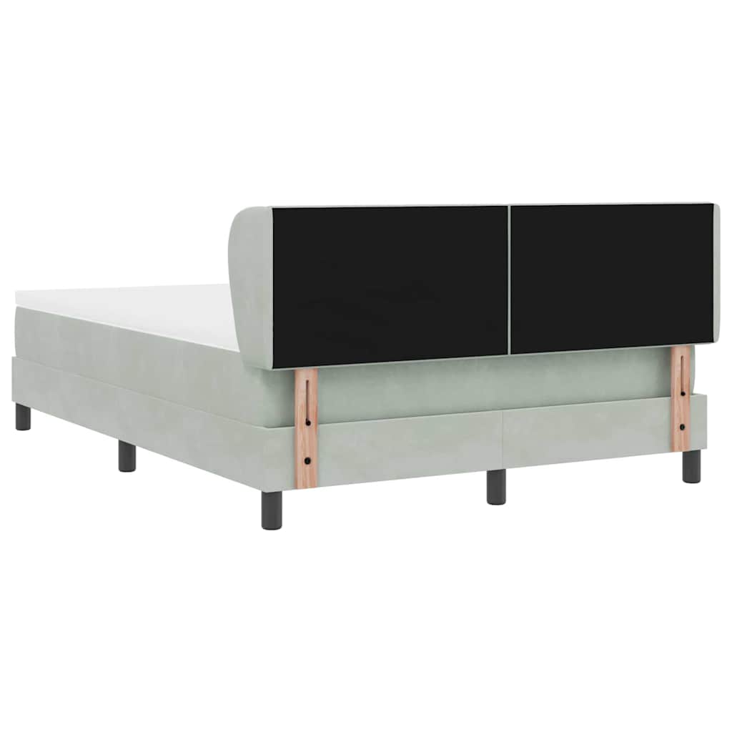 Boxspringbed met hoofdeinde Lichtgrijs 160 x 200 cm Fluweel