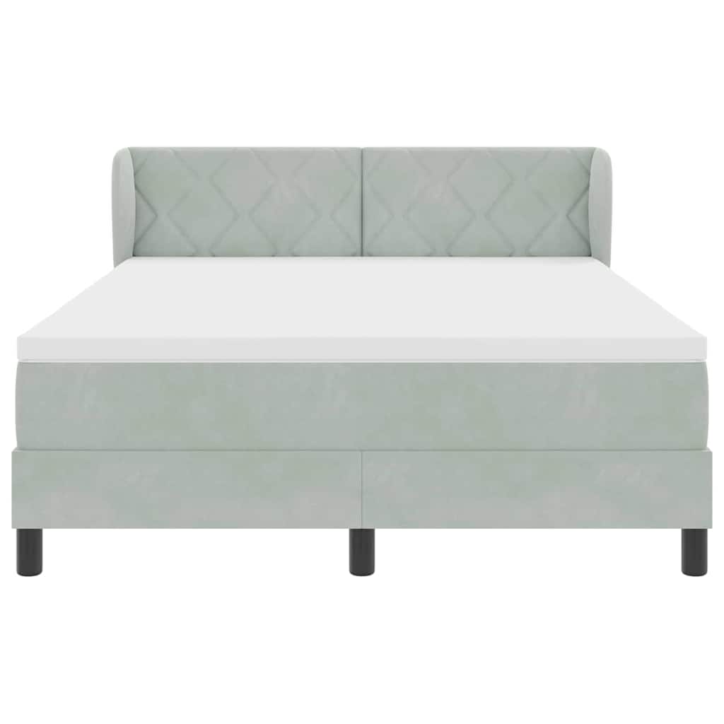 Boxspringbed met hoofdeinde Lichtgrijs 160 x 200 cm Fluweel