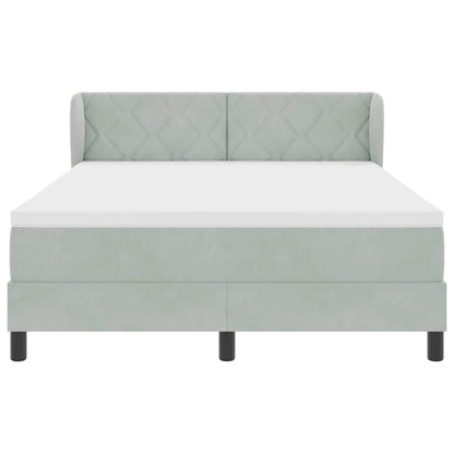 Boxspringbed met hoofdeinde Lichtgrijs 160 x 200 cm Fluweel