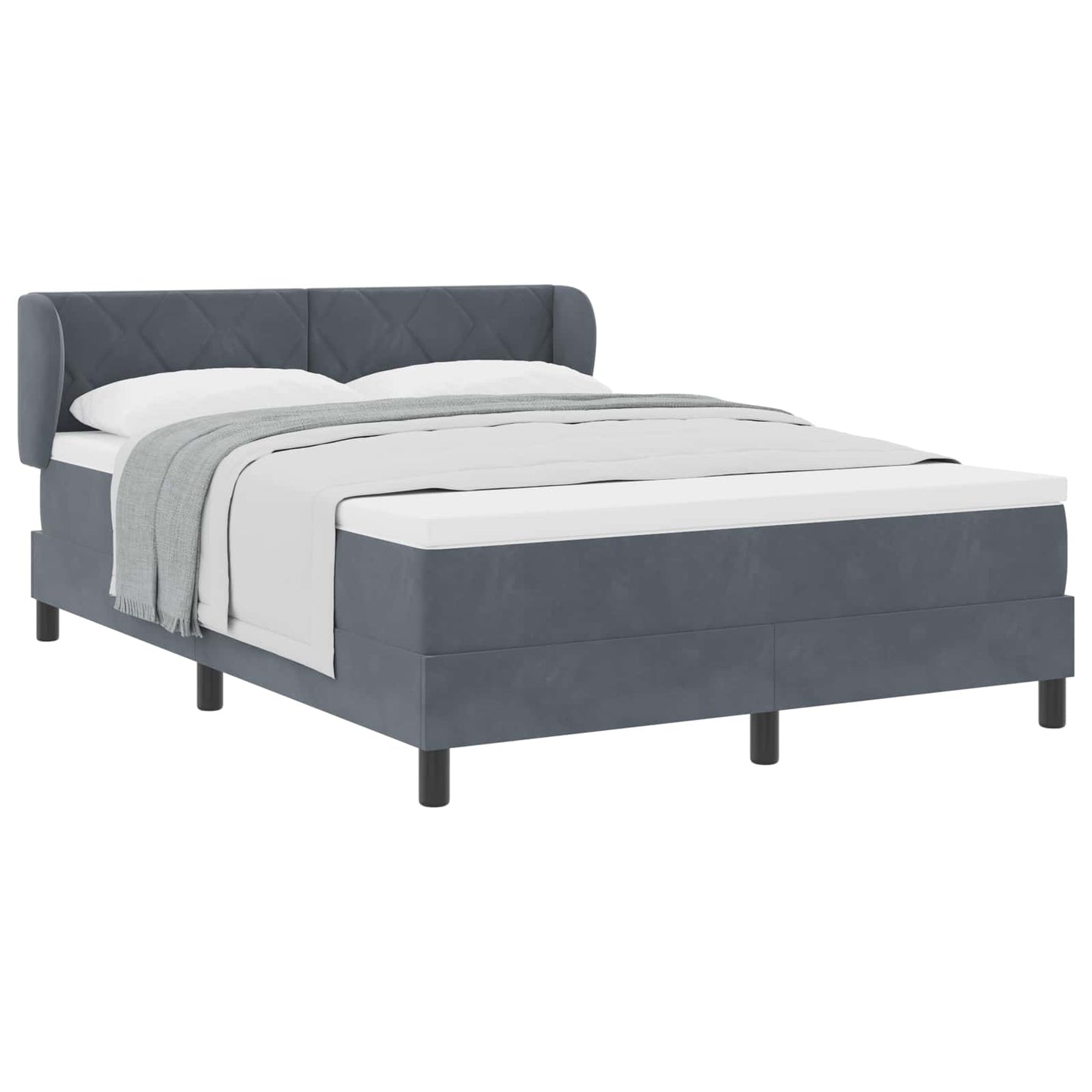 Boxspringbed met hoofdeinde Donkergrijs 160 x 200 cm Fluweel