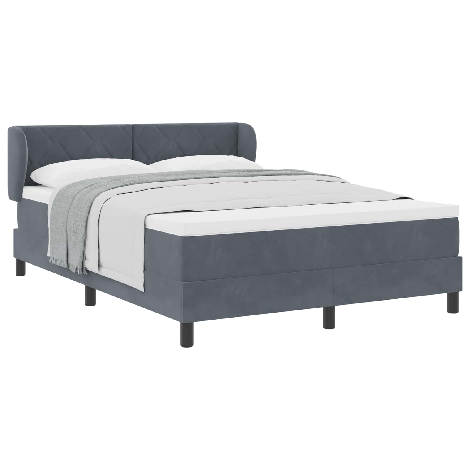 Boxspringbed met hoofdeinde Donkergrijs 160 x 200 cm Fluweel