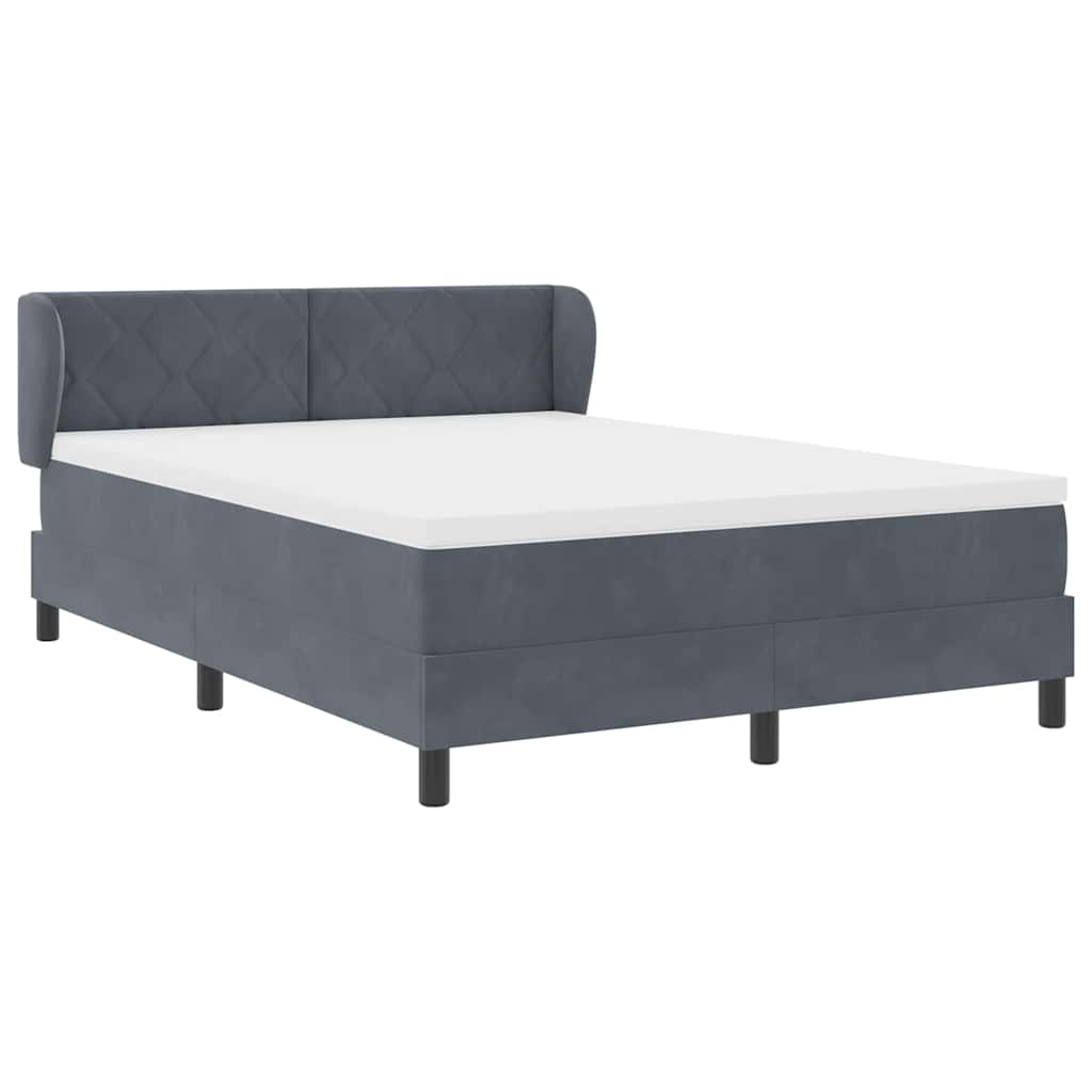 Boxspringbed met hoofdeinde Donkergrijs 160 x 200 cm Fluweel