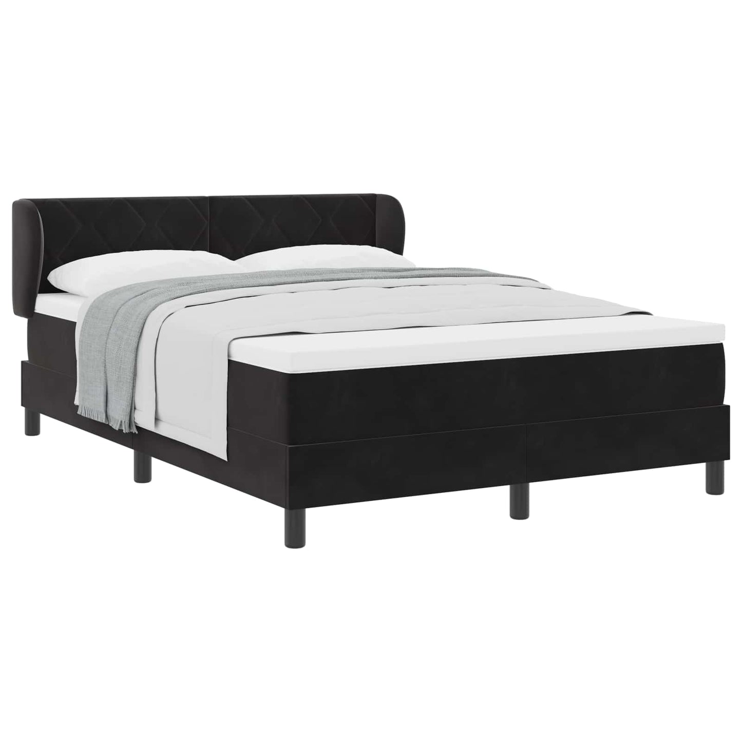Boxspringbed met hoofdeinde Zwart 160 x 200 cm Fluweel