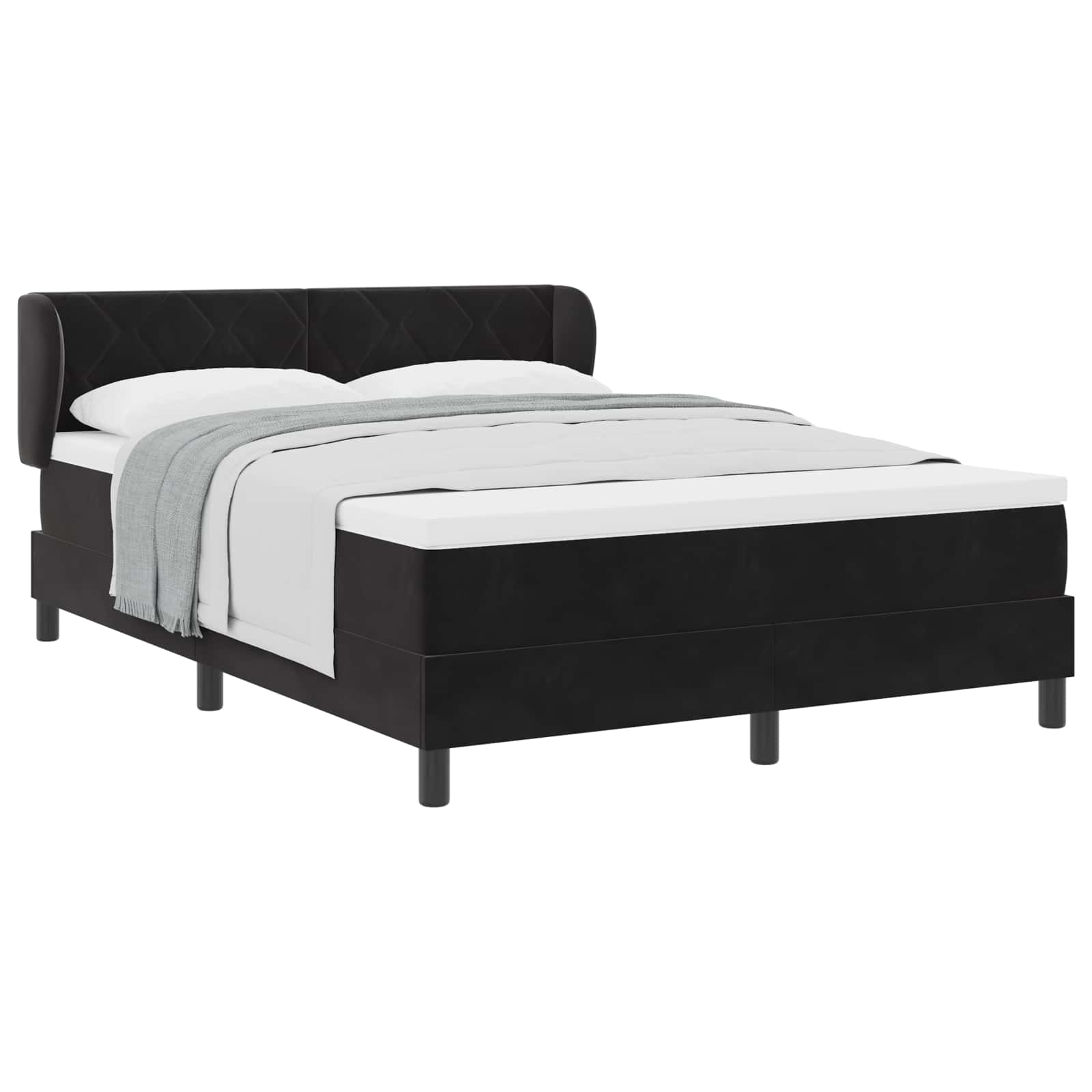 Boxspringbed met hoofdeinde Zwart 160 x 200 cm Fluweel
