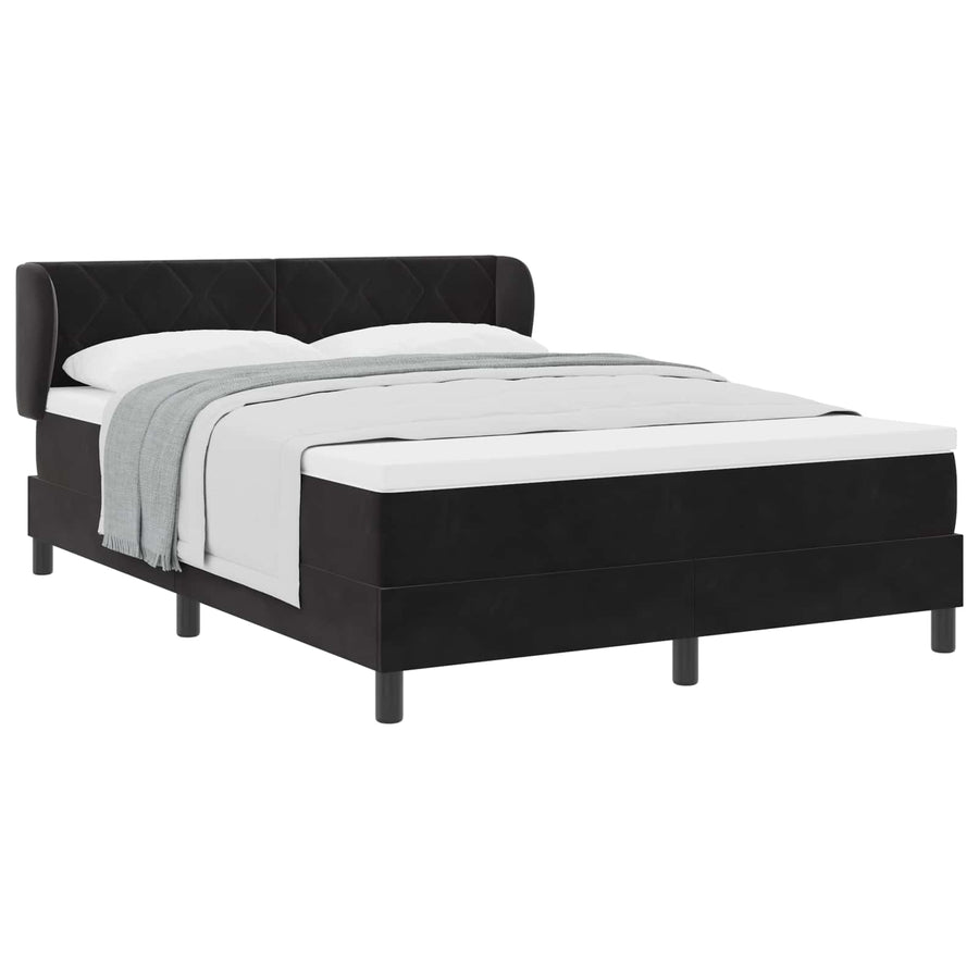 Boxspringbed met hoofdeinde Zwart 160 x 200 cm Fluweel