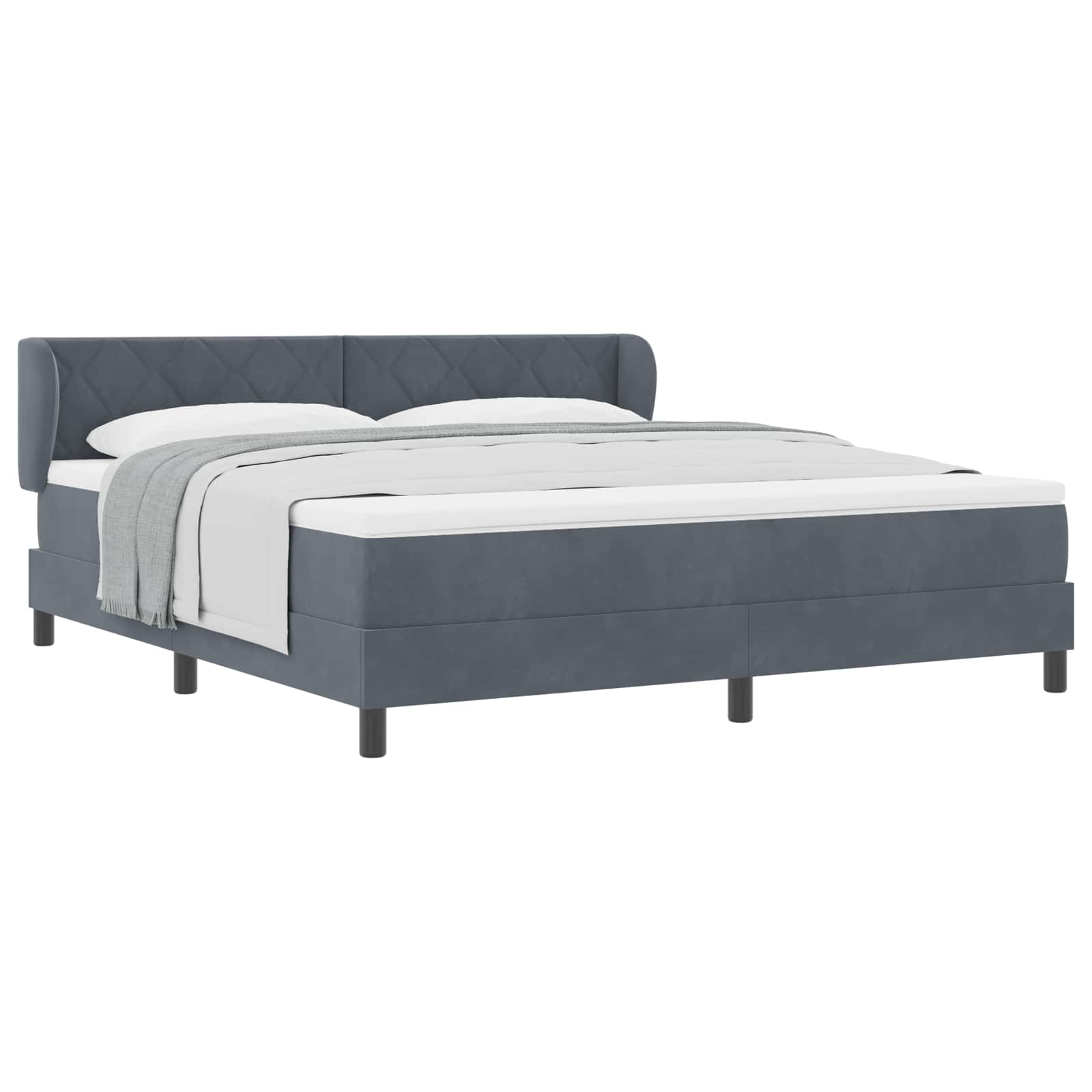 Boxspringbed met hoofdeinde Donkergrijs 180 x 200 cm Fluweel
