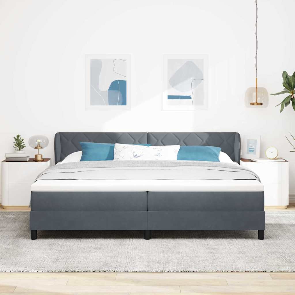 Boxspringbed met matras Donkergrijs 200 x 200 cm Fluweel