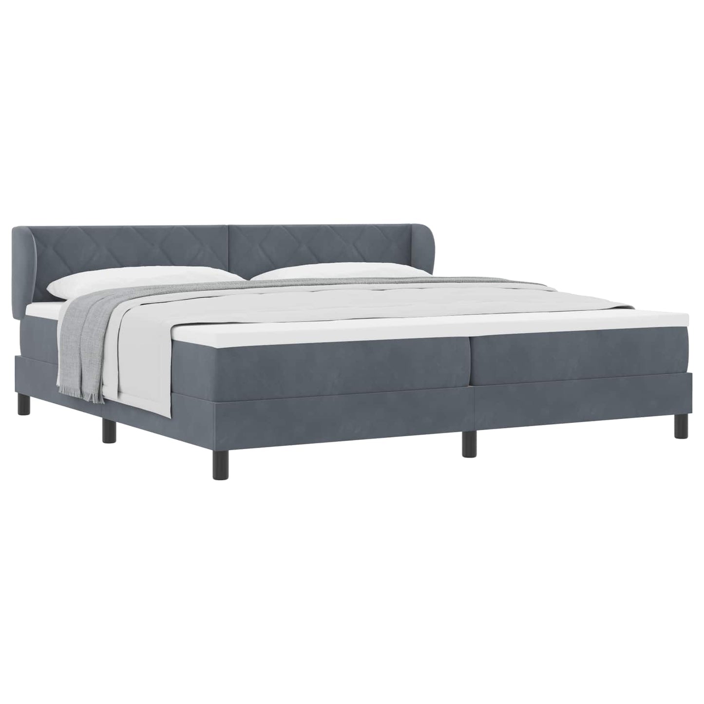 Boxspringbed met matras Donkergrijs 200 x 200 cm Fluweel