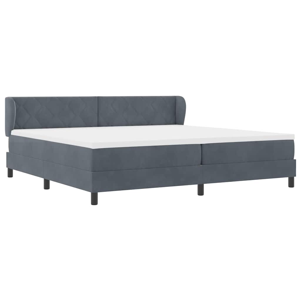 Boxspringbed met matras Donkergrijs 200 x 200 cm Fluweel