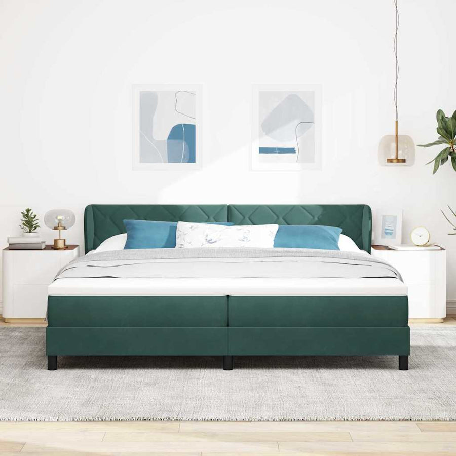 Boxspringbed met hoofdeinde Donkergroen 200 x 200 cm Fluweel