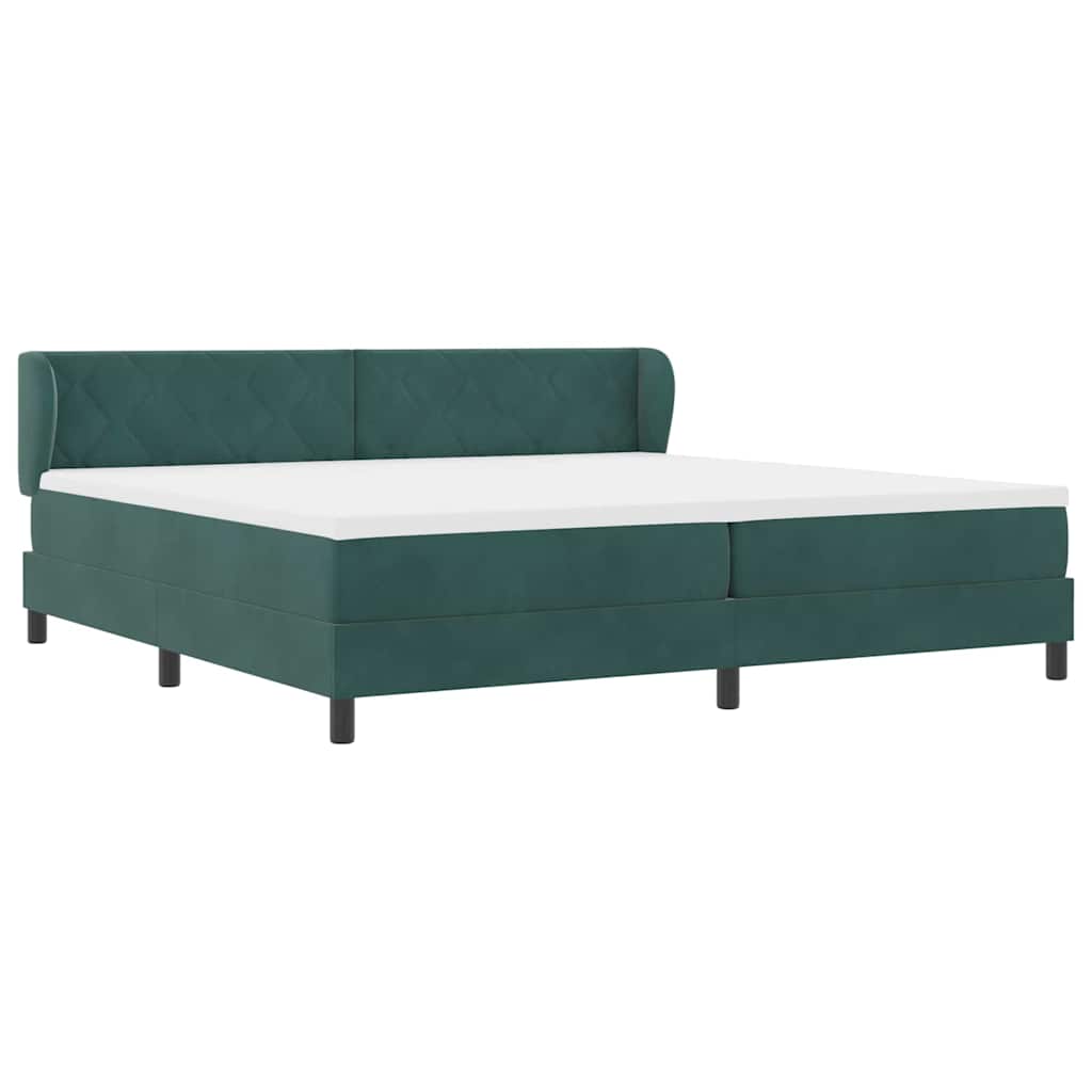 Boxspringbed met hoofdeinde Donkergroen 200 x 200 cm Fluweel