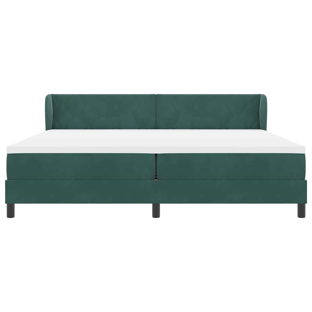 Boxspringbed met hoofdeinde Donkergroen 200 x 200 cm Fluweel