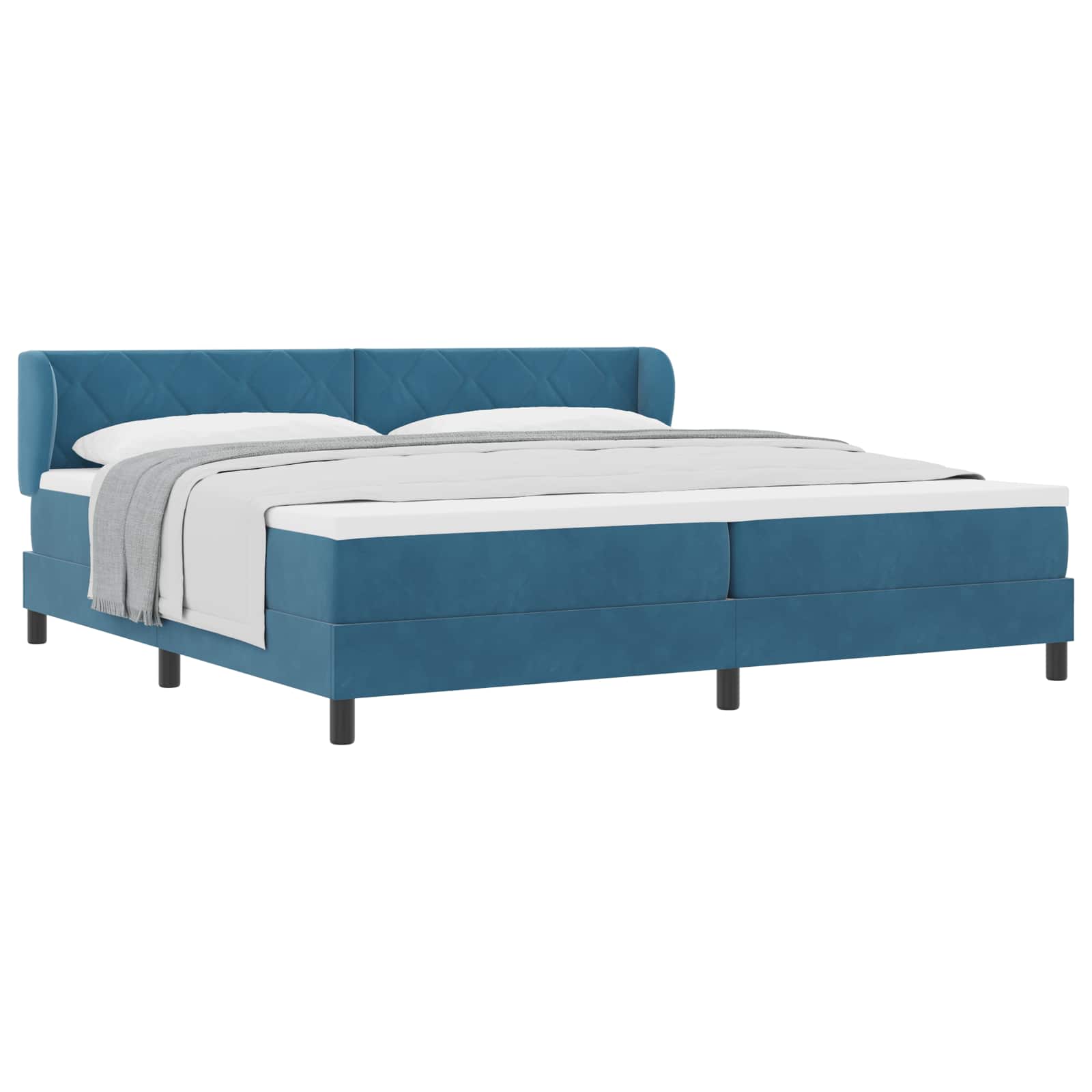 Boxspringbed met matras Donkerblauw 200 x 200 cm Fluweel