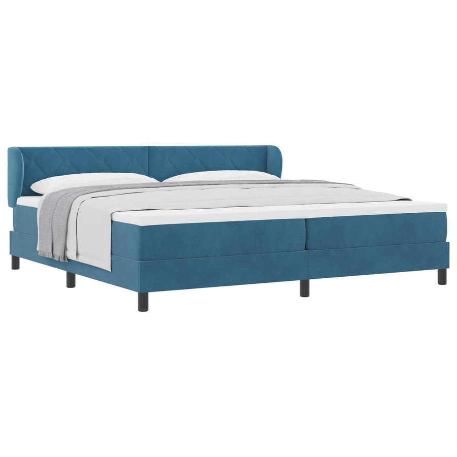 Boxspringbed met matras Donkerblauw 200 x 200 cm Fluweel