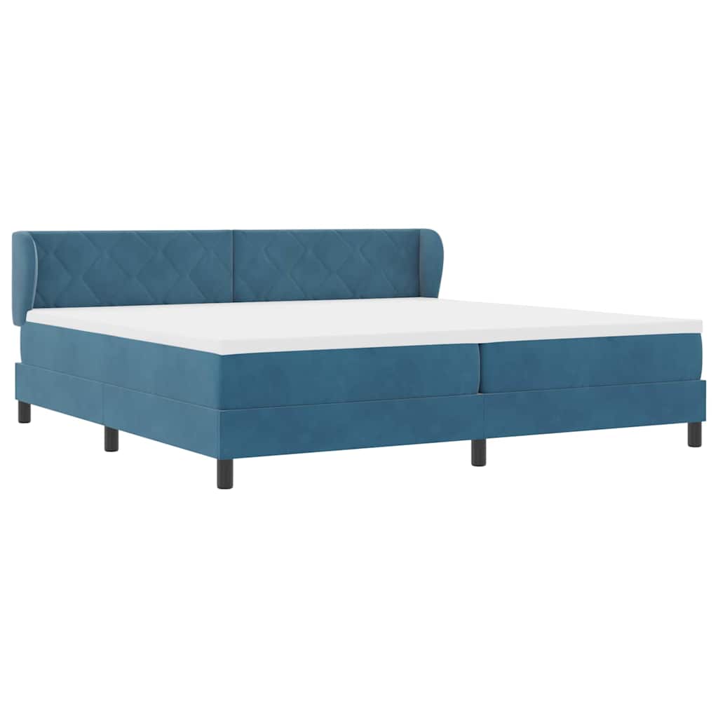Boxspringbed met matras Donkerblauw 200 x 200 cm Fluweel