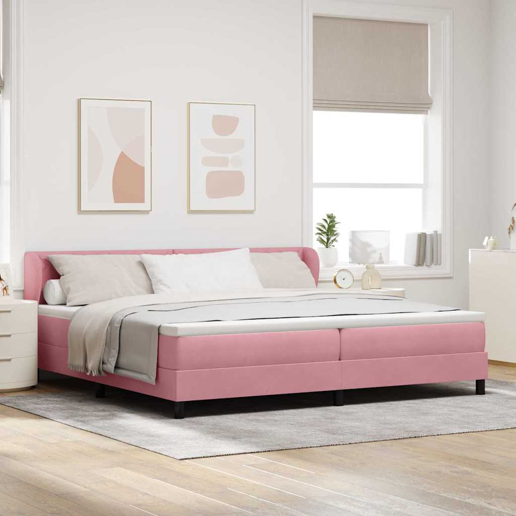 Boxspringbed met hoofdeinde Roze 200 x 200 cm Fluweel