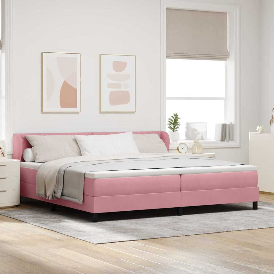 Boxspringbed met hoofdeinde Roze 200 x 200 cm Fluweel