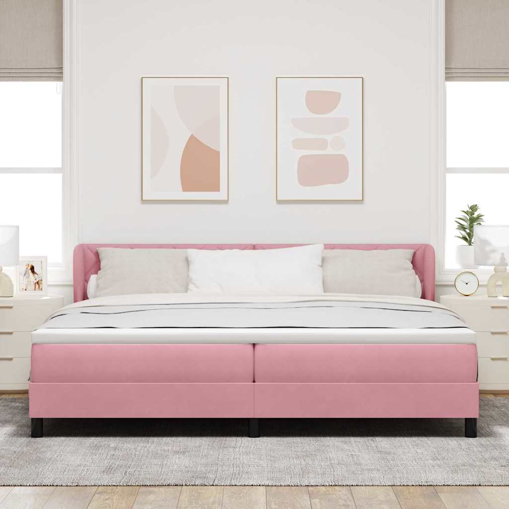 Boxspringbed met hoofdeinde Roze 200 x 200 cm Fluweel