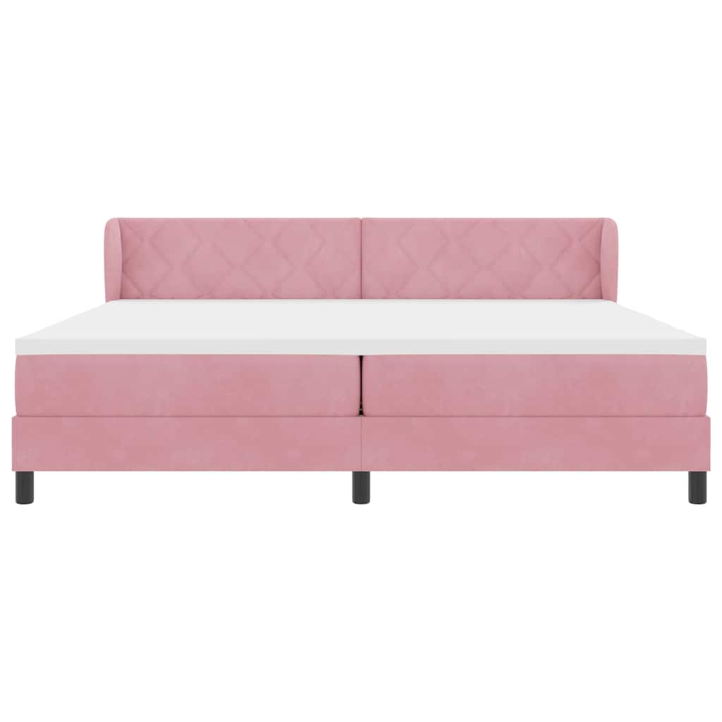 Boxspringbed met hoofdeinde Roze 200 x 200 cm Fluweel