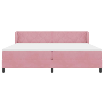 Boxspringbed met hoofdeinde Roze 200 x 200 cm Fluweel