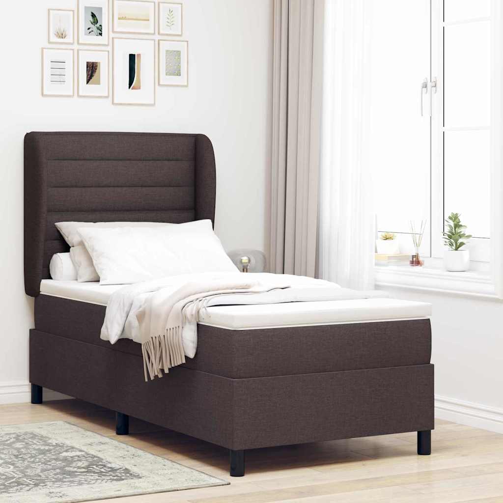 Boxspring bed met matras Donkerbruin 80 x 200 cm Stof