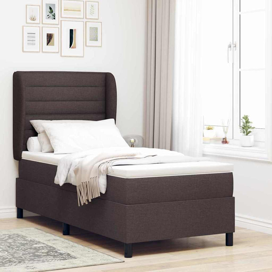 Boxspring bed met matras Donkerbruin 80 x 200 cm Stof