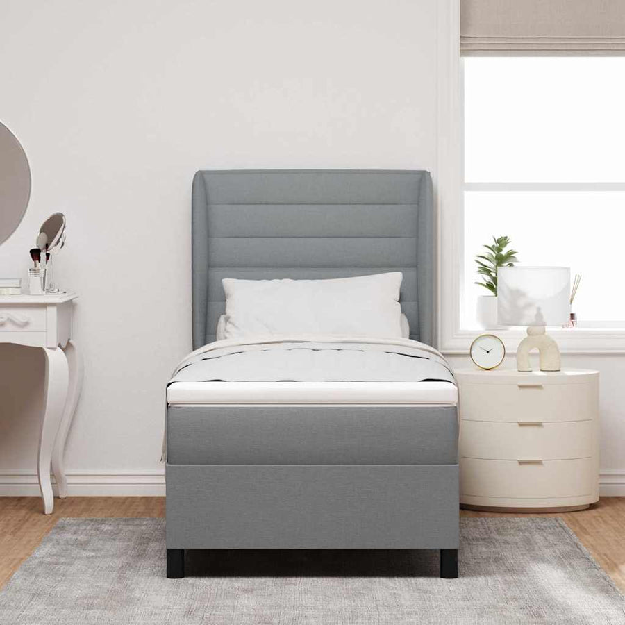 Boxspring bed met matras Lichtgrijs 90 x 200 cm Stof