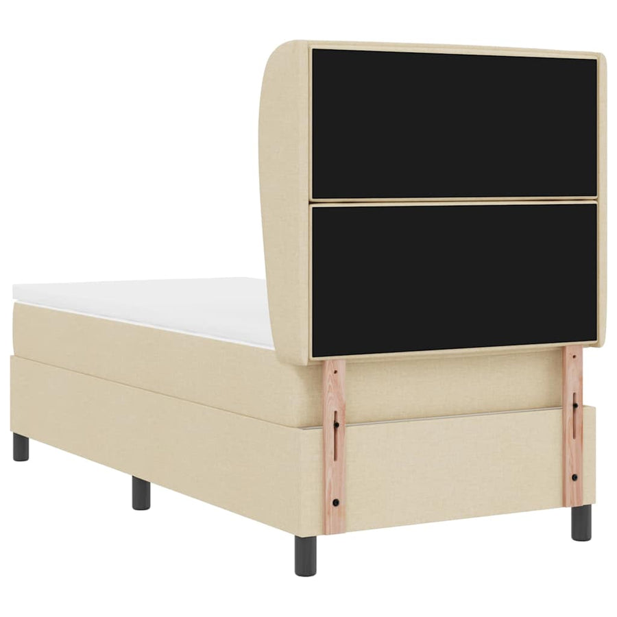 Boxspring Bed Met Matras Met Hoofdeinde Stof Crème 100 x 200 cm Lijnen ontwerp