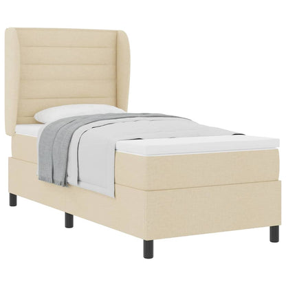 Boxspring Bed Met Matras Met Hoofdeinde Stof Crème 100 x 200 cm Lijnen ontwerp