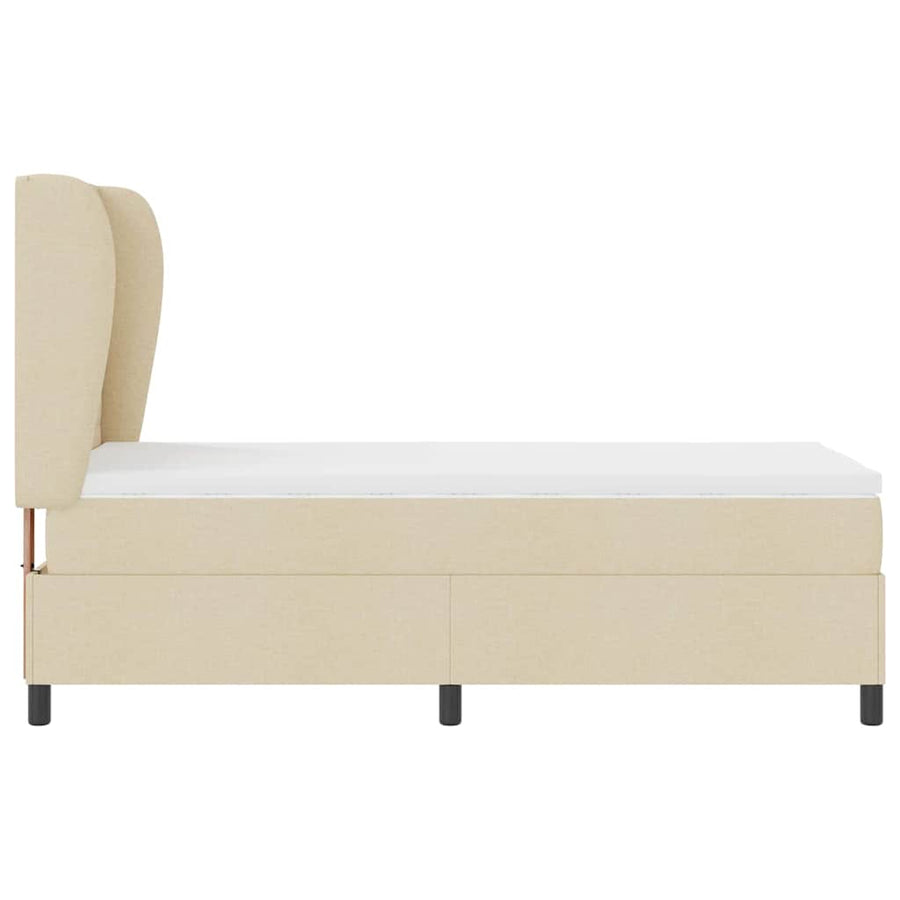 Boxspring Bed Met Matras Met Hoofdeinde Stof Crème 100 x 200 cm Lijnen ontwerp