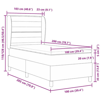 Boxspring Bed Met Matras Met Hoofdeinde Stof Crème 100 x 200 cm Lijnen ontwerp